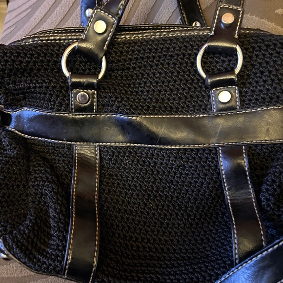 Vintage The Sak black crochet and leather purse - Picture 3 of 13